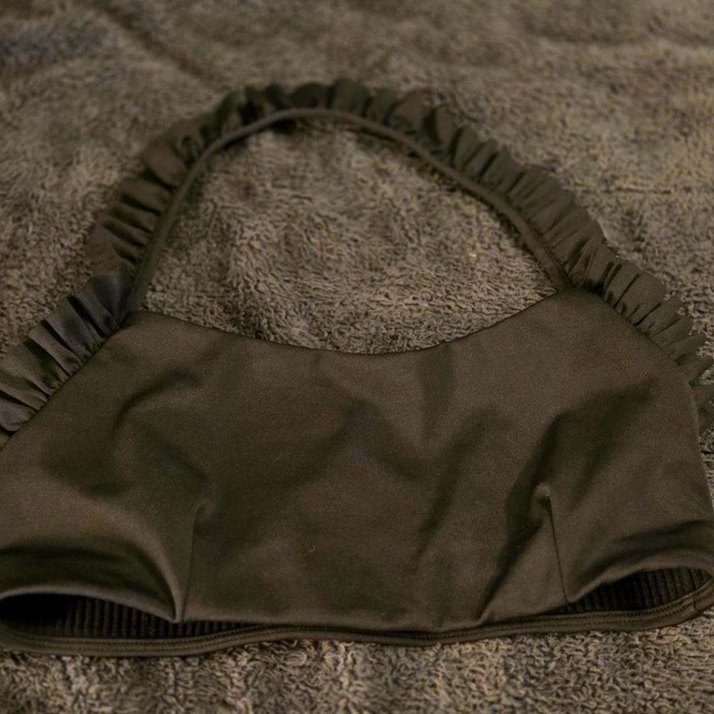 JO &Jax Ruffled Black Crop Top